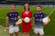 13 August 2018; Ruth McCarthy, Fexco CEO of Corporate Payments, with former Galway hurler David Collins, left, and Dublin footballer Jack McCaffrey at the launch of the 23rd Asian Gaelic Games at sponsored by Irish international fintech company Fexco. The 2018 Fexco Asian Gaelic Games will take place on November 17th and 18th in Bangkok, Thailand. Featuring 65 teams from 20 clubs from across 18 countries in Asia, the Fexco Asian Gaelic Games will see more than 800 Irish and non-Irish GAA players come together to battle it out in over 200 fixtures. Croke Park in Dublin. Photo by Piaras Ó Mídheach/Sportsfile