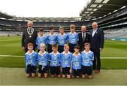 11 August 2018; President of the INTO Joe Killeen, President of Cumann na mBunscol Liam McGee, Uachtarán Chumann Lúthchleas Gael John Horan, with the Dublin team, back row, left to right, Conor Yelland, St. Anthony's BNS, Ballinlough, Cork, Daithí Breathnach, Gaelscoil Chluain Dolcáin, Stephen McDowell, St.Michael's College, Ballsbridge, Dublin, James Tully, Clifferna NS, Stradone, Cavan, front row, left to right, Turlough Muldoon, Roan St Patrick's PS Eglish, Tyrone, Liam Barry, St Colmcilles BNS, Kells, Meath, Mattie McDermott, St Paul's PS, Irvinestown, Fermanagh, Fionn Connolly, Kilkerley NS, Dundalk, Louth, Joey Dalton, Borris NS, Borris, Carlow, Riley Mead, Milltown NS, Mullingar, Westmeath, ahead of the INTO Cumann na mBunscol GAA Respect Exhibition Go Games at the GAA Football All-Ireland Senior Championship Semi Final match between Dublin and Galway at Croke Park in Dublin. Photo by Daire Brennan/Sportsfile