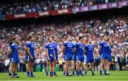 12 August 2018; The Monaghan team during the National Anthem ahead of the GAA Football All-Ireland Senior Championship semi-final match between Monaghan and Tyrone at Croke Park in Dublin. Photo by Ramsey Cardy/Sportsfile