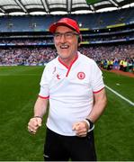 12 August 2018; Tyrone manager Mickey Harte celebrates his side's victory in the GAA Football All-Ireland Senior Championship semi-final match between Monaghan and Tyrone at Croke Park in Dublin. Photo by Ramsey Cardy/Sportsfile