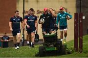 13 August 2018; Neil Cronin, Calvin Nash, and James Hart make their way out for Munster Rugby squad training at the University of Limerick in Limerick. Photo by Diarmuid Greene/Sportsfile
