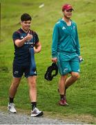 13 August 2018; Alex Wootton and Tyler Bleyendaal make their way out for Munster Rugby squad training at the University of Limerick in Limerick. Photo by Diarmuid Greene/Sportsfile