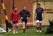 13 August 2018; JJ Hanrahan, Brian Scott, and Fineen Wycherley make their way out for Munster Rugby squad training at the University of Limerick in Limerick. Photo by Diarmuid Greene/Sportsfile