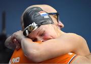 13 August 2018; Chantalle Zijderveld of Netherlands celebrates after winning the Women's 100m Breaststroke SB9 Final event during day one of the World Para Swimming Allianz European Championships at the Sport Ireland National Aquatic Centre in Blanchardstown, Dublin. Photo by Brendan Moran/Sportsfile