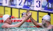 13 August 2018; Iaroslav Denysenko, left, of Ukraine celebrates with Danylo Chufarov of Ukraine after winning the Men's 400m Freestyle S12 Final event during day one of the World Para Swimming Allianz European Championships at the Sport Ireland National Aquatic Centre in Blanchardstown, Dublin. Photo by Stephen McCarthy/Sportsfile