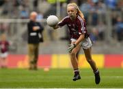 11 August 2018; Emer McEntee, Gowna NS, Gowna, Cavan, representing Galway, during the INTO Cumann na mBunscol GAA Respect Exhibition Go Games at the GAA Football All-Ireland Senior Championship Semi Final match between Dublin and Galway at Croke Park in Dublin.  Photo by Piaras Ó Mídheach/Sportsfile