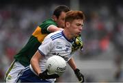 12 August 2018; Seán Jones of Monaghan in action against Dan Murphy of Kerry during the Electric Ireland GAA Football All-Ireland Minor Championship semi-final match between Kerry and Monaghan at Croke Park in Dublin. Photo by Ray McManus/Sportsfile