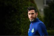 14 August 2018; Shamrock Rovers manager Stephen Bradley poses for a portrait following a Shamrock Rovers Press Event at Roadstone in Dublin. Photo by Harry Murphy/Sportsfile