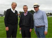 14 August 2018; Commentator Micheál Ó Muircheartaigh, with, from left, Jim Bolger and Race horse owner Rich Ricci, at the seventh annual Hurling for Cancer Research game, a celebrity hurling match in aid of the Irish Cancer Society in St Conleth’s Park, Newbridge. The event, organised by legendary racehorse trainer Jim Bolger and National Hunt jockey Davy Russell, has raised €700,000 to date to fund the Irish Cancer Society’s innovative cancer research projects. Photo by Piaras Ó Mídheach/Sportsfile