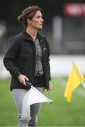 14 August 2018; Irish Grand National winning rider Katie Walsh, acting as lineswoman, during the seventh annual Hurling for Cancer Research game, a celebrity hurling match in aid of the Irish Cancer Society at St Conleth’s Park, in Newbridge. The event, organised by legendary racehorse trainer Jim Bolger and National Hunt jockey Davy Russell, has raised €700,000 to date to fund the Irish Cancer Society’s innovative cancer research projects. Photo by Piaras Ó Mídheach/Sportsfile