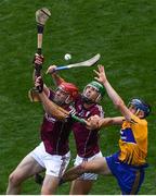 28 July 2018; Jonathan Glynn, left, and Shane Cooney of Galway in action against David McInerney of Clare during the GAA Hurling All-Ireland Senior Championship semi-final match between Galway and Clare at Croke Park in Dublin. Photo by Ramsey Cardy/Sportsfile