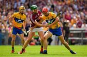 5 August 2018; Peter Duggan of Clare in action against Niall Burke of Galway during the GAA Hurling All-Ireland Senior Championship semi-final replay match between Galway and Clare at Semple Stadium in Thurles, Co Tipperary. Photo by Brendan Moran/Sportsfile