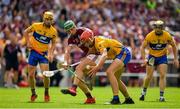 5 August 2018; Peter Duggan of Clare in action against Niall Burke of Galway during the GAA Hurling All-Ireland Senior Championship semi-final replay match between Galway and Clare at Semple Stadium in Thurles, Co Tipperary. Photo by Brendan Moran/Sportsfile