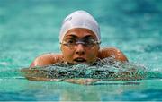 15 August 2018; Maria Tsakona of Greece competes in the heats of the Women's 100m Breaststroke SB5 event during day three of the World Para Swimming Allianz European Championships at the Sport Ireland National Aquatic Centre in Blanchardstown, Dublin. Photo by Seb Daly/Sportsfile