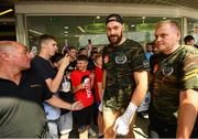 15 August 2018; Tyson Fury arrives for the public workouts at the Castlecourt Shopping Centre in Belfast. Photo by Ramsey Cardy/Sportsfile