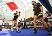 15 August 2018; Tyson Fury, right, during the public workouts at the Castlecourt Shopping Centre in Belfast. Photo by Ramsey Cardy/Sportsfile