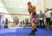 15 August 2018; Cristofer Rosales during the public workouts at the Castlecourt Shopping Centre in Belfast. Photo by Ramsey Cardy/Sportsfile