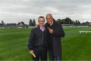 14 August 2018; Jim Bolger, racehorse trainer, with Paul McGrath, former Republic of Ireland International, before the seventh annual Hurling for Cancer Research game, a celebrity hurling match in aid of the Irish Cancer Society at St Conleth’s Park, in Newbridge. The event, organised by legendary racehorse trainer Jim Bolger and National Hunt jockey Davy Russell, has raised €700,000 to date to fund the Irish Cancer Society’s innovative cancer research projects. The final score was: Davy Russell’s Best 5-20 to Jim Bolger’s Stars: 6-12. Photo by Piaras Ó Mídheach/Sportsfile