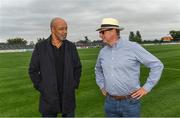 14 August 2018; Paul McGrath, former Republic of Ireland International, left, with race horse owner Rich Ricci before the seventh annual Hurling for Cancer Research game, a celebrity hurling match in aid of the Irish Cancer Society at St Conleth’s Park, in Newbridge. The event, organised by legendary racehorse trainer Jim Bolger and National Hunt jockey Davy Russell, has raised €700,000 to date to fund the Irish Cancer Society’s innovative cancer research projects. The final score was: Davy Russell’s Best 5-20 to Jim Bolger’s Stars: 6-12. Photo by Piaras Ó Mídheach/Sportsfile