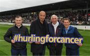 14 August 2018; Attendees, from left, Pat Smullen, 9-time Champion Flat Jockey, Paul McGrath, former Republic of Ireland International, Olympic gold medallist Ronnie Delany, and Johnny Murtagh, Irish flat racing jockey, before the seventh annual Hurling for Cancer Research game, a celebrity hurling match in aid of the Irish Cancer Society at St Conleth’s Park, in Newbridge. The event, organised by legendary racehorse trainer Jim Bolger and National Hunt jockey Davy Russell, has raised €700,000 to date to fund the Irish Cancer Society’s innovative cancer research projects. The final score was: Davy Russell’s Best 5-20 to Jim Bolger’s Stars: 6-12. Photo by Piaras Ó Mídheach/Sportsfile