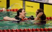 15 August 2018; Bethany Firth of Great Britain, left, celebrates with Jessica Applegate  also of Great Britain after Women's 100m Backstroke S14 Final event during day three of the World Para Swimming Allianz European Championships at the Sport Ireland National Aquatic Centre in Blanchardstown, Dublin. Photo by Seb Daly/Sportsfile