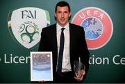 15 August 2018; Gerard Nash with his certificate during the UEFA Pro Licence Graduation at the Rochestown Park Hotel in Rochestown Rd, Douglas, Co. Cork Photo by Eóin Noonan/Sportsfile