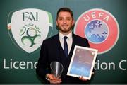 15 August 2018; Greg Cronin with his certificate during the UEFA Pro Licence Graduation at the Rochestown Park Hotel in Rochestown Rd, Douglas, Co. Cork Photo by Eóin Noonan/Sportsfile
