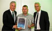 15 August 2018; Alan Reynolds is presented with their certificate by John Delaney, left, CEO, Football Association of Ireland and Ruud Dokter, FAI High Performance Director, during the UEFA Pro Licence Graduation at the Rochestown Park Hotel in Rochestown Rd, Douglas, Co. Cork Photo by Eóin Noonan/Sportsfile