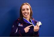 16 August 2018; Megan Richter of Great Britain, second place in the Women's 100m Backstroke S8 event with her silver medal during day four of the World Para Swimming Allianz European Championships at the Sport Ireland National Aquatic Centre in Blanchardstown, Dublin. Photo by David Fitzgerald/Sportsfile