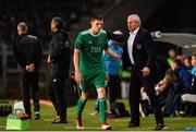 16 August 2018; Cork City manager John Caulfield acknowledges Garry Buckley after being sustituted during the UEFA Europa League 3rd Qualifying Round Second Leg match between Rosenborg and Cork City at Lerkendal Stadion in Trondheim, Norway. Photo by Jon Olav Nesvold/Sportsfile