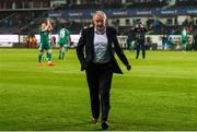 16 August 2018; A dejected Cork City manager John Caulfield leaves the pitch following the UEFA Europa League 3rd Qualifying Round Second Leg match between Rosenborg and Cork City at Lerkendal Stadion in Trondheim, Norway. Photo by Jon Olav Nesvold/Sportsfile