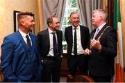 16 August 2018; Cllr. Mick Finn, Lord Mayor of Cork, in conversation with Republic of Ireland Women's National Team manager Colin Bell, left, Republic of Ireland manager Martin O'Neill and John Delaney, CEO, Football Association of Ireland, at a reception hosted by the Lord Mayor of Cork for a FAI Delegation at City Hall in Cork. Photo by Stephen McCarthy/Sportsfile
