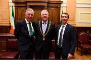16 August 2018; John Delaney, CEO, Football Association of Ireland, Cllr. Mick Finn, Lord Mayor of Cork, and Stephen Murphy at a reception hosted by the Lord Mayor of Cork for a FAI Delegation at City Hall in Cork. Photo by Stephen McCarthy/Sportsfile