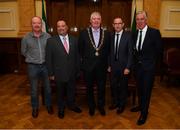 16 August 2018; John Delaney, CEO, Football Association of Ireland, Republic of Ireland manager Martin O'Neill and Cllr. Mick Finn, Lord Mayor of Cork, with attendees at a reception hosted by the Lord Mayor of Cork for a FAI Delegation at City Hall in Cork. Photo by Stephen McCarthy/Sportsfile