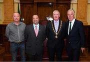16 August 2018; John Delaney, CEO, Football Association of Ireland, Cllr. Mick Finn, Lord Mayor of Cork, and attendees at a reception hosted by the Lord Mayor of Cork for a FAI Delegation at City Hall in Cork. Photo by Stephen McCarthy/Sportsfile