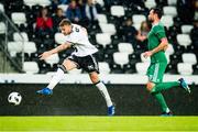 16 August 2018; Niklas Bendtner of Rosenborg in action against Damien Delaney of Cork City during the UEFA Europa League 3rd Qualifying Round Second Leg match between Rosenborg and Cork City at Lerkendal Stadion in Trondheim, Norway. Photo by Jon Olav Nesvold/Sportsfile