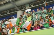 17 August 2018; Ireland supporters celebrate Patrick Flanagan of Ireland after finishing second in the heats of the Men's 400m Freestyle S6 event during day five of the World Para Swimming Allianz European Championships at the Sport Ireland National Aquatic Centre in Blanchardstown, Dublin. Photo by David Fitzgerald/Sportsfile