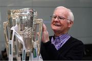 17 August 2018; Michael Doyle, originally from Aughnacliffe, Co Longford, and now living in Philadelphia, USA, with the Liam MacCarthy Cup at the GAA Fáilte Abhaile event at Dublin Airport in Dublin. Photo by Piaras Ó Mídheach/Sportsfile