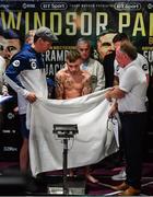 17 August 2018; Carl Frampton weighs-in ahead of his bout against Luke Jackson for the interim WBO World Featherweight Title during the Windsor Park boxing weigh ins at Belfast City Hall in Belfast. Photo by Ramsey Cardy/Sportsfile
