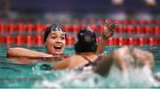 17 August 2018; Lisa Kruger, left, of Netherlands is congratulated by teammate Chantalle Zijderveld of Netherlands after winning the final of the Women's 100m Butterfly S10 event during day five of the World Para Swimming Allianz European Championships at the Sport Ireland National Aquatic Centre in Blanchardstown, Dublin. Photo by David Fitzgerald/Sportsfile