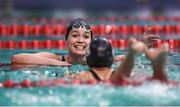 17 August 2018; Lisa Kruger, left, of Netherlands is congratulated by teammate Chantalle Zijderveld of Netherlands after winning the final of the Women's 100m Butterfly S10 event during day five of the World Para Swimming Allianz European Championships at the Sport Ireland National Aquatic Centre in Blanchardstown, Dublin. Photo by David Fitzgerald/Sportsfile