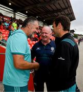 17 August 2018; London Irish director of rugby Declan Kidney, centre, with Munster team manager Niall O'Donovan and Munster head coach Johann van Graan prior to the Keary's Renault pre-season friendly match between Munster and London Irish at Irish Independent Park in Cork. Photo by Diarmuid Greene/Sportsfile