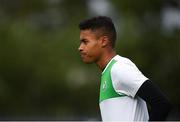 17 August 2018; Gavin Bazunu of Shamrock Rovers warming up ahead of the SSE Airtricity League Premier Division match between Shamrock Rovers and Bohemians at Tallaght Stadium in Dublin. Photo by Eóin Noonan/Sportsfile
