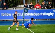 17 August 2018; Tom Daly of Leinster scores his side's first try during the Bank of Ireland Pre-season Friendly match between Leinster and Newcastle Falcons at Energia Park in Dublin. Photo by Ramsey Cardy/Sportsfile