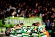 17 August 2018; Shamrock Rovers players huddle ahead of the SSE Airtricity League Premier Division match between Shamrock Rovers and Bohemians at Tallaght Stadium in Dublin. Photo by Eóin Noonan/Sportsfile