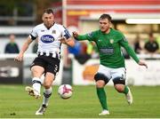 17 August 2018; Brian Gartland of Dundalk in action against Ger Pender of Bray Wanderers during the SSE Airtricity League Premier Division match between Bray Wanderers and Dundalk at the Carlisle Grounds in Bray, Wicklow. Photo by Matt Browne/Sportsfile