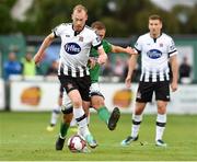 17 August 2018; Chris Shields of Dundalk in action against Rhys Gorman of Bray Wanderers during the SSE Airtricity League Premier Division match between Bray Wanderers and Dundalk at the Carlisle Grounds in Bray, Wicklow. Photo by Matt Browne/Sportsfile