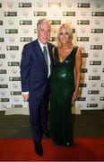 17 August 2018; John Delaney, CEO, Football Association of Ireland, and partner Emma English on their arrival at the FAI Delegates Dinner & FAI Communications Awards at the Rochestown Park Hotel in Cork. Photo by Stephen McCarthy/Sportsfile