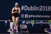 17 August 2018; Republic of Ireland international Amber Barrett during a Charity race at day five of the World Para Swimming Allianz European Championships at the Sport Ireland National Aquatic Centre in Blanchardstown, Dublin. Photo by David Fitzgerald/Sportsfile