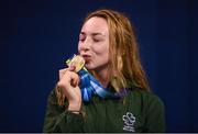 17 August 2018; Ellen Keane of Ireland with her bronze medal following the final of the Women's 200m Individual Medley SM9 event during day five of the World Para Swimming Allianz European Championships at the Sport Ireland National Aquatic Centre in Blanchardstown, Dublin. Photo by David Fitzgerald/Sportsfile